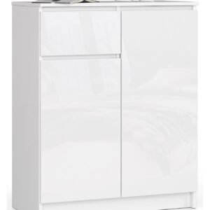 Ak furniture Komoda Kiara 80 cm 2 skříňky a 1 šuplík bílá lesk