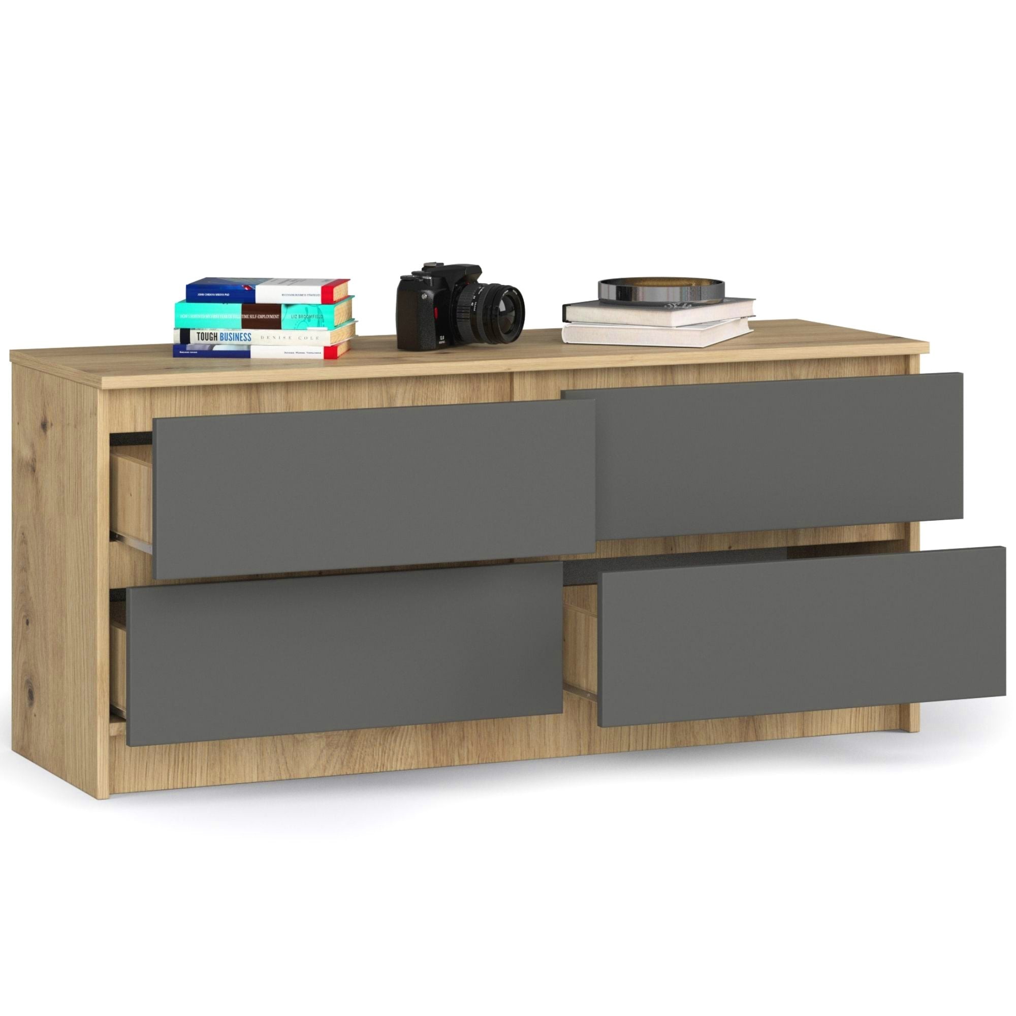 Ak furniture Komoda Kuba 120 cm 4 šuplíky dub artisan/grafitová - Obrázek 2