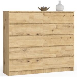 Ak furniture Komoda Kuba 140 cm 10 šuplíků dub artisan