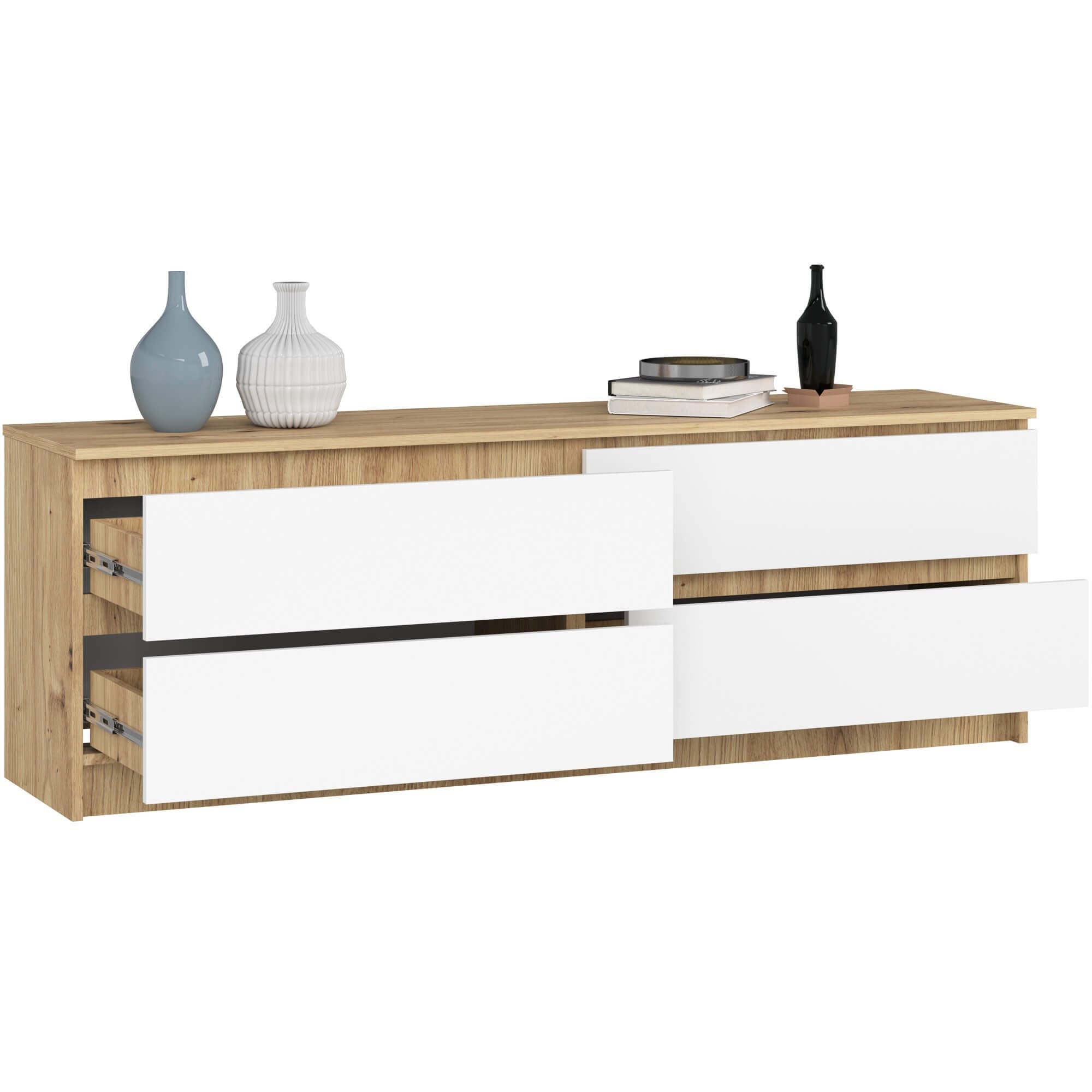 Ak furniture Komoda Kuba 160 cm 4 šuplíky dub artisan/bílá - Obrázek 2
