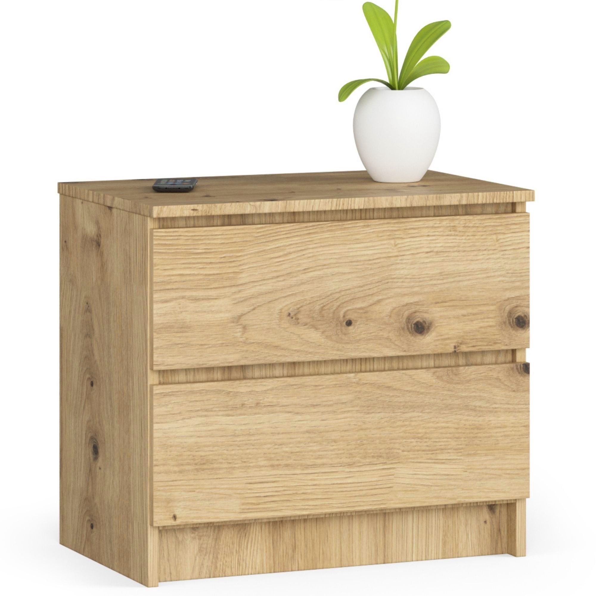 Ak furniture Komoda Kuba 60 cm - 2 šuplíky dub artisan