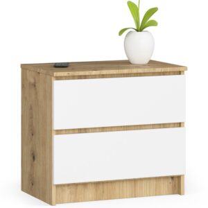 Ak furniture Komoda Kuba 60 cm - 2 šuplíky dub artisan/bílá