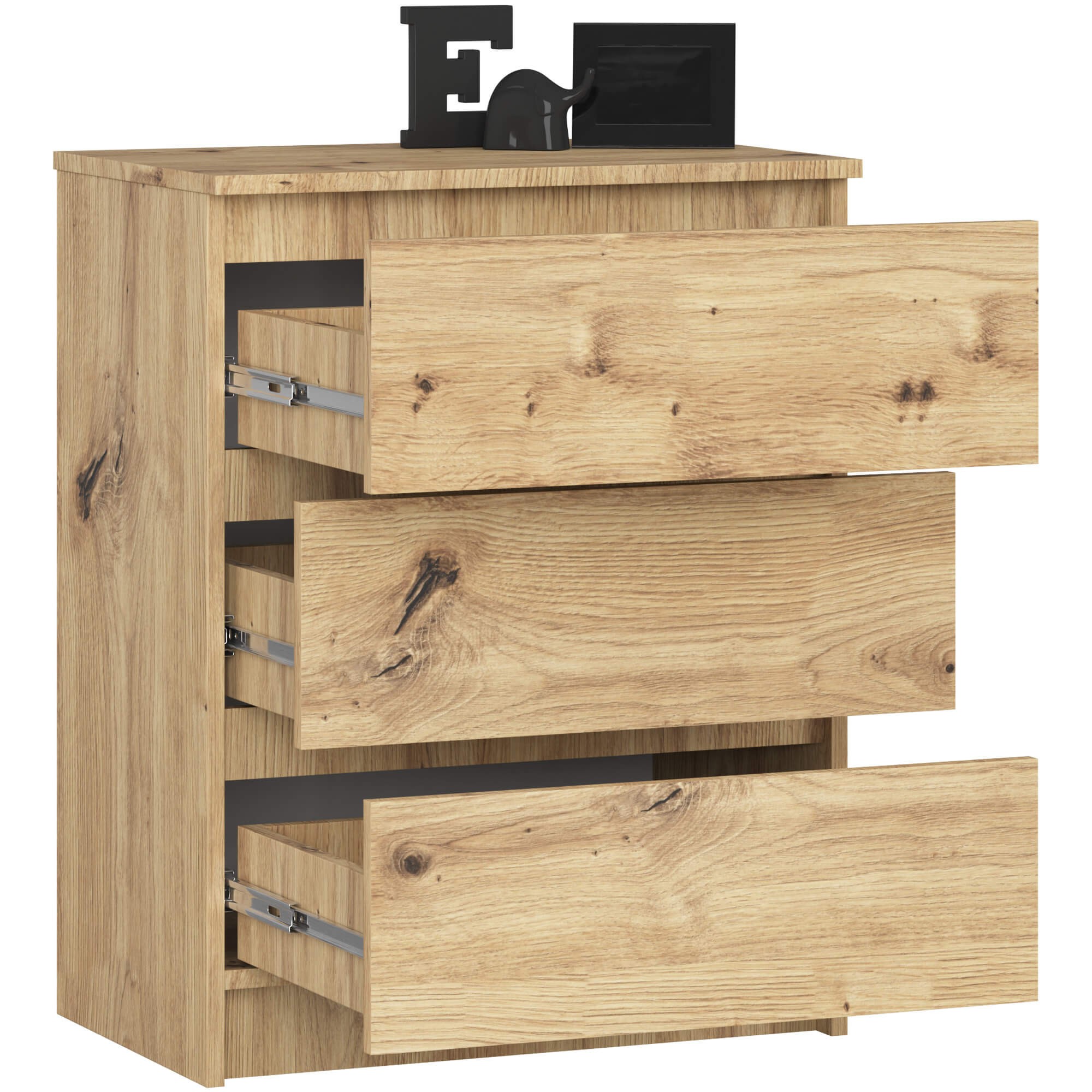 Ak furniture Komoda Kuba 60 cm - 3 šuplíky dub artisan - Obrázek 2