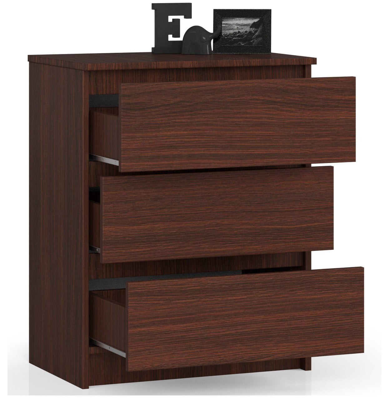 Ak furniture Komoda Kuba 60 cm - 3 šuplíky wenge - Obrázek 2