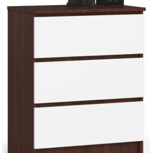 Ak furniture Komoda Kuba 60 cm - 3 šuplíky wenge/bílá