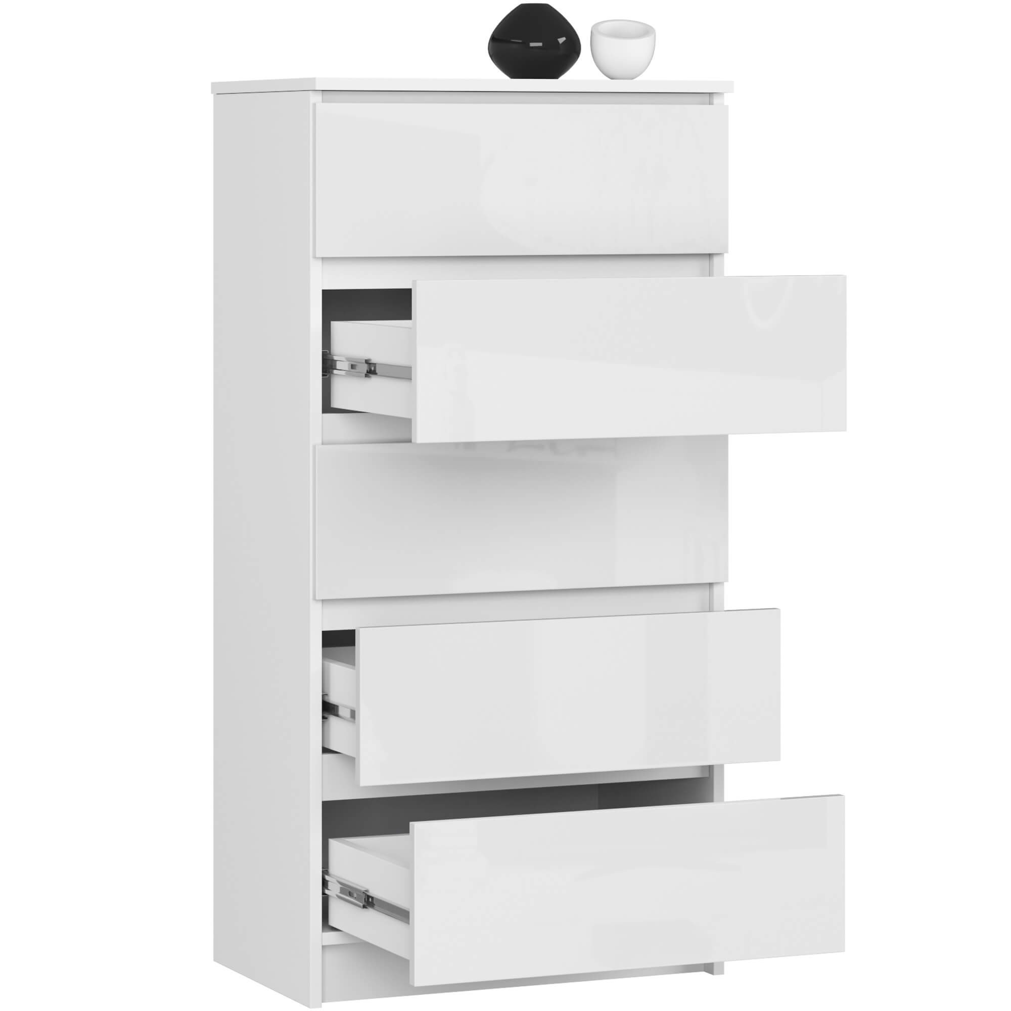 Ak furniture Komoda Kuba 60 cm - 5 šuplíků bílá lesk - Obrázek 2