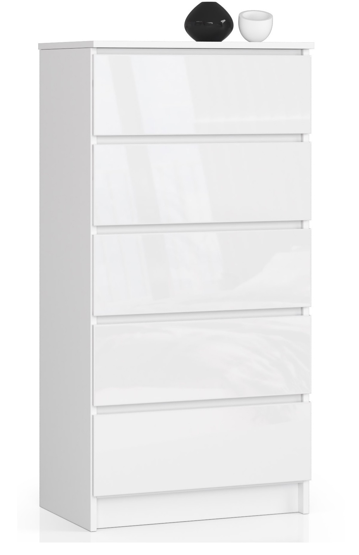 Ak furniture Komoda Kuba 60 cm - 5 šuplíků bílá lesk