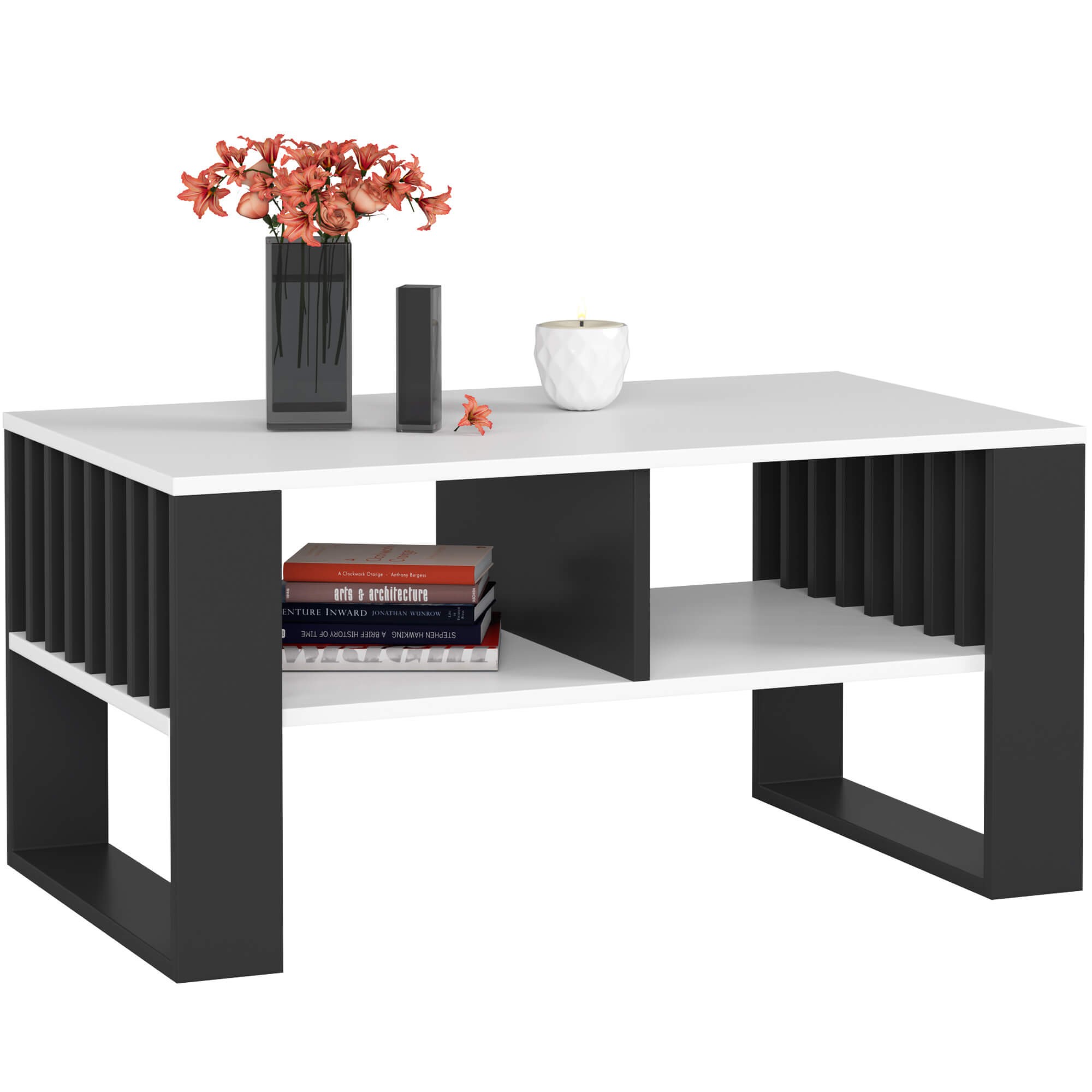 Ak furniture Konferenční stolek Rockford bílý/černý