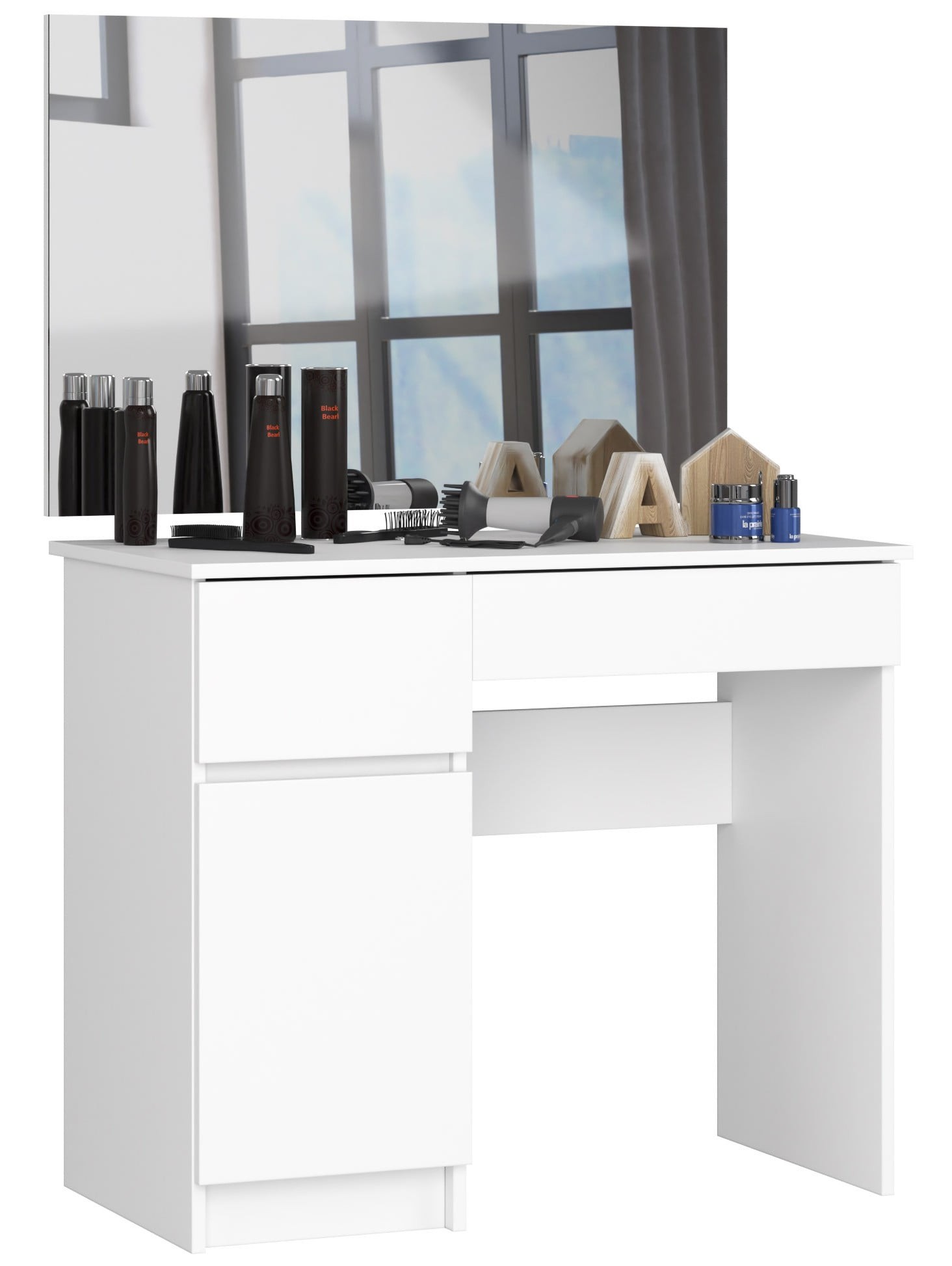 Ak furniture Kosmetický stolek se zrcadlem P-2 90x50 cm bílý levý