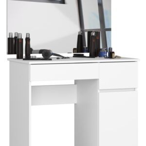 Ak furniture Kosmetický stolek se zrcadlem P-2 90x50 cm bílý pravý