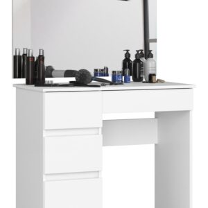 Ak furniture Kosmetický stolek se zrcadlem T-6 I 90x50 cm bílý levý