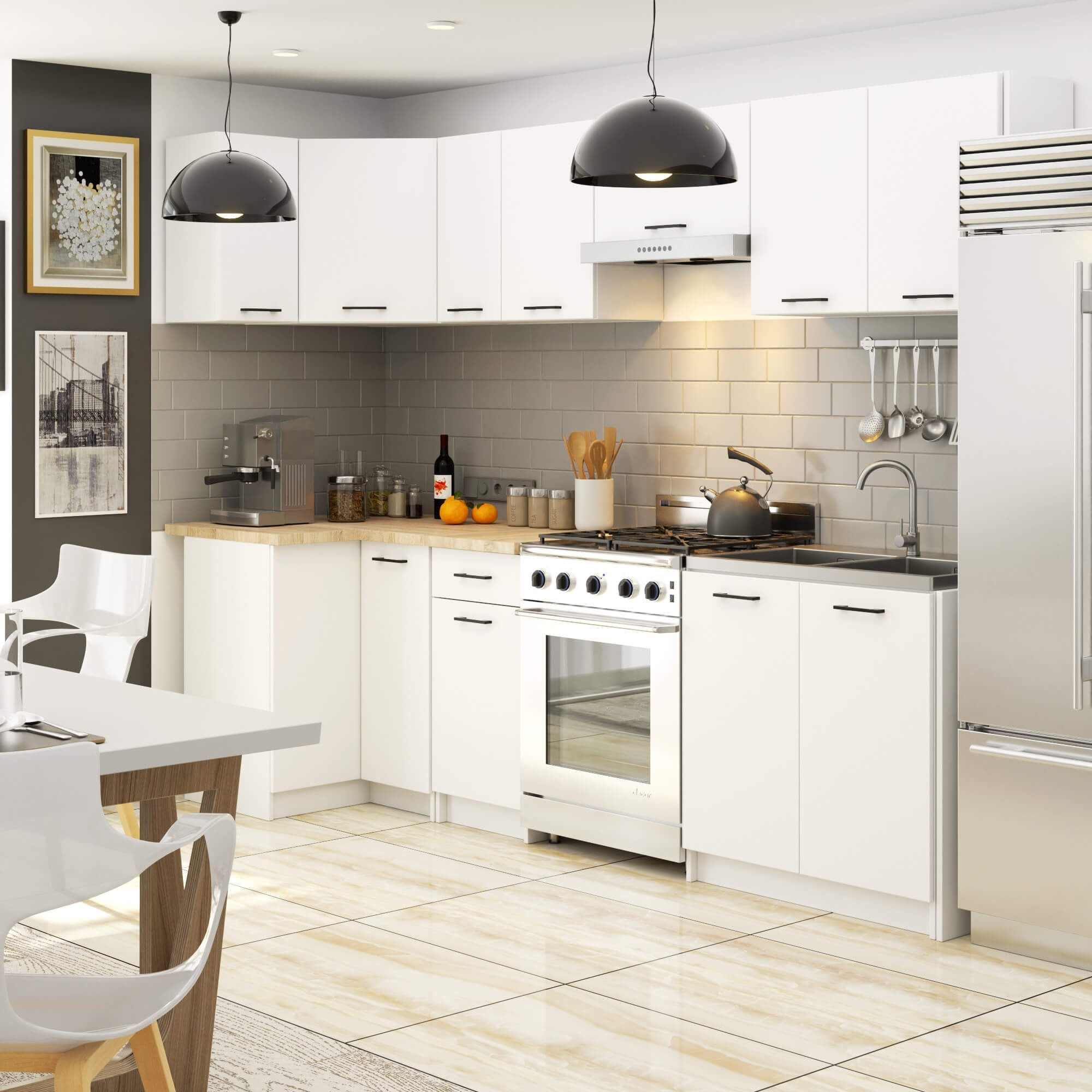 Ak furniture Kuchyňská linka Olivie 3 m bílá - Obrázek 2