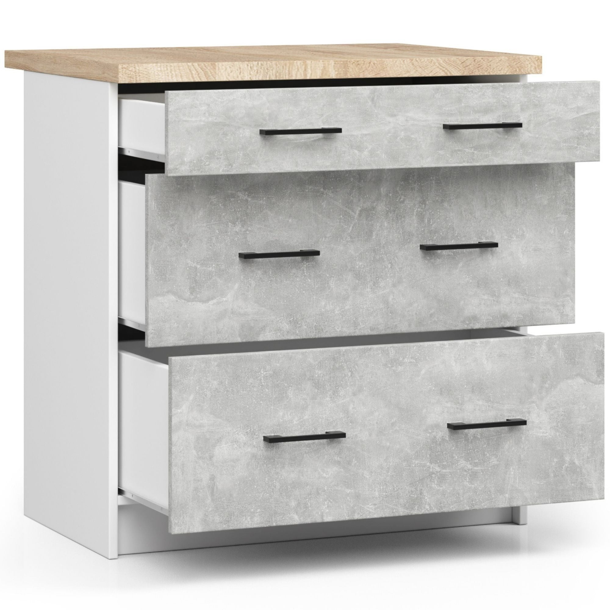 Ak furniture Kuchyňská skříňka Olivie S 80 cm 3S bílá/beton/dub sonoma - Obrázek 2