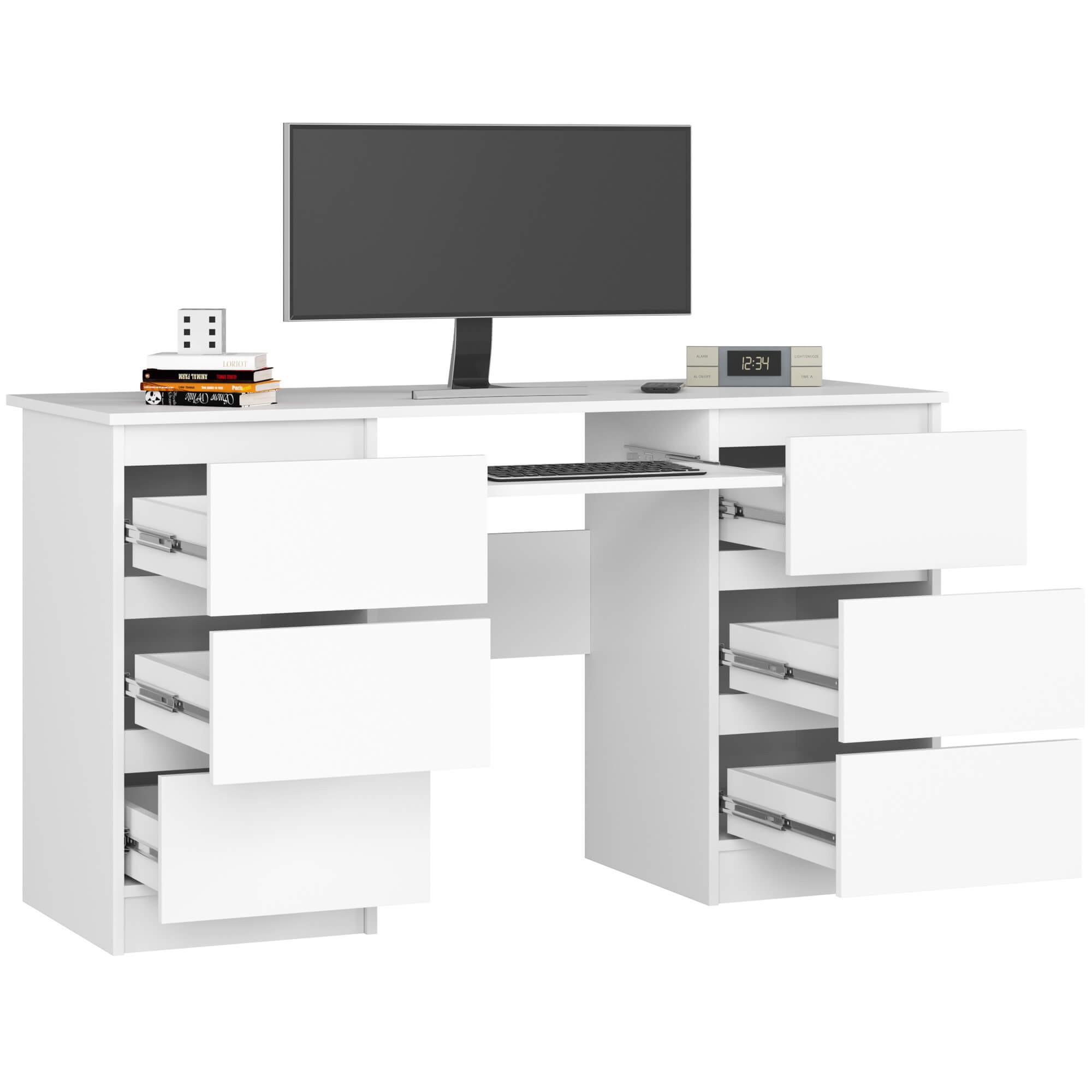 Ak furniture Psací stůl A-11 135 cm bílý - Obrázek 2