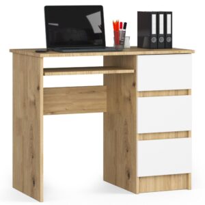 Ak furniture Psací stůl A-6 90 cm dub artisan/bílý pravý