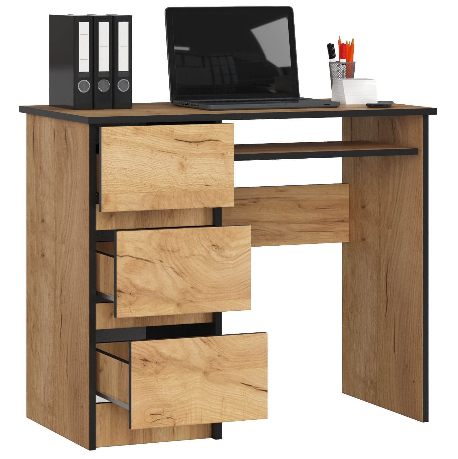 Ak furniture Psací stůl A-6 90 cm dub craft zlatý levý - Obrázek 2