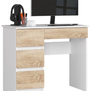 Ak furniture Psací stůl A-7 90 cm bílý/dub sonoma levý