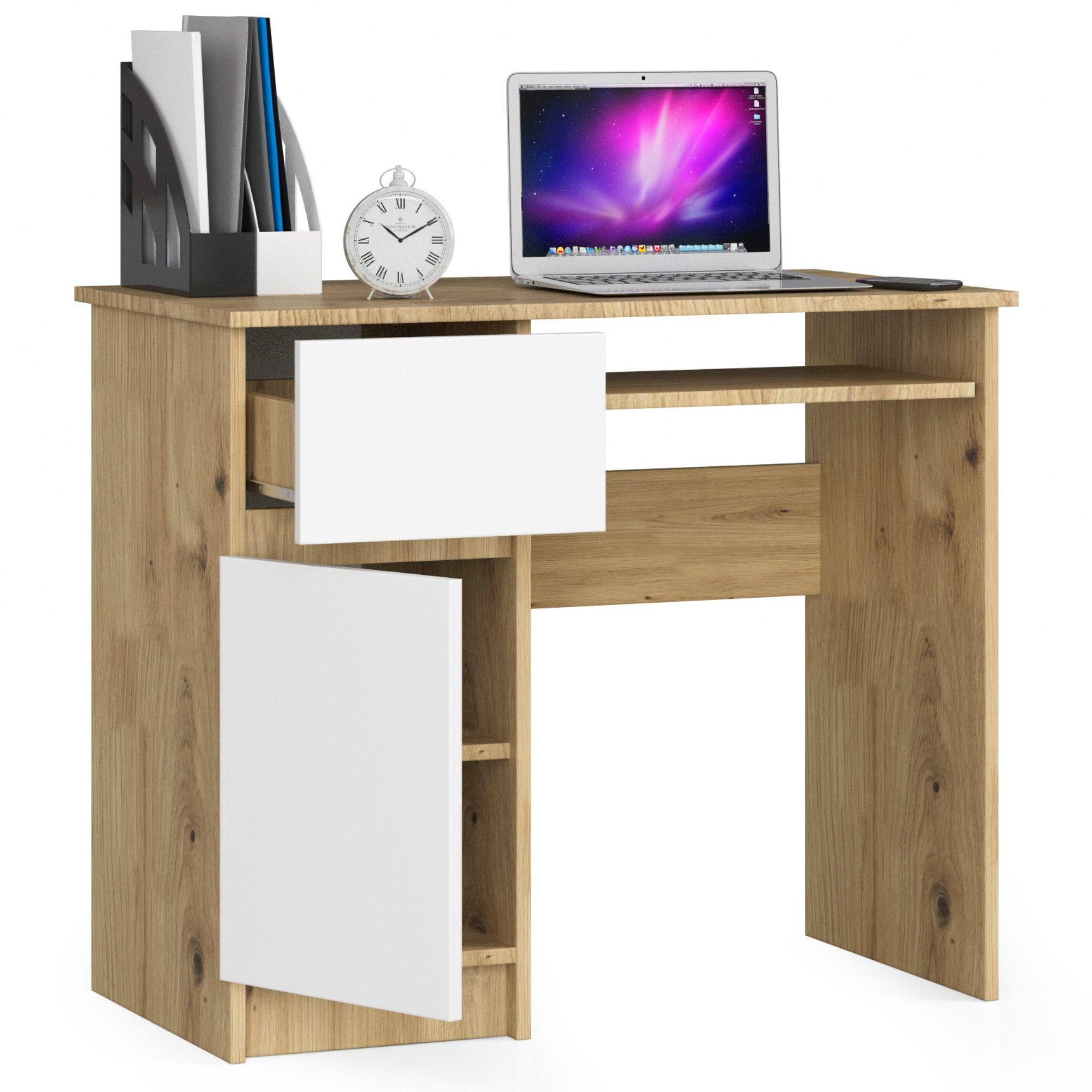 Ak furniture Psací stůl PIKSEL 90 cm dub artisan/bílý levý - Obrázek 2