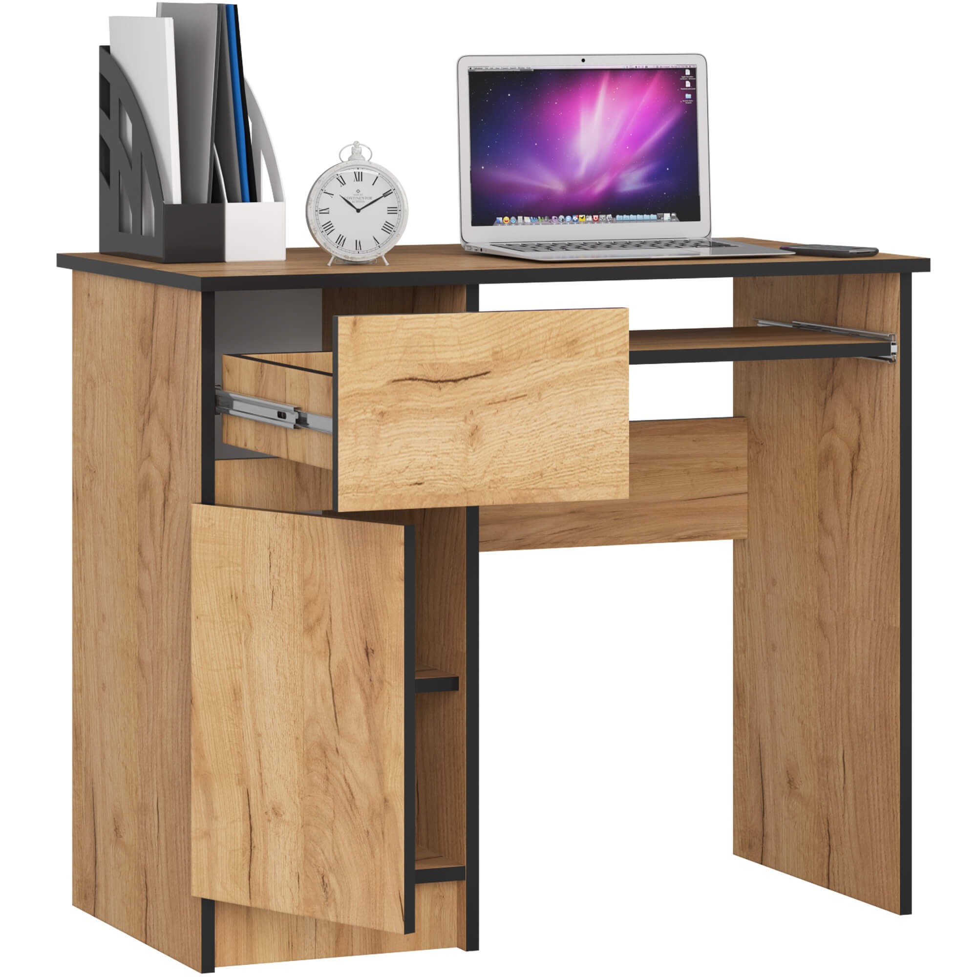 Ak furniture Psací stůl PIKSEL 90 cm dub craft zlatý levý - Obrázek 2