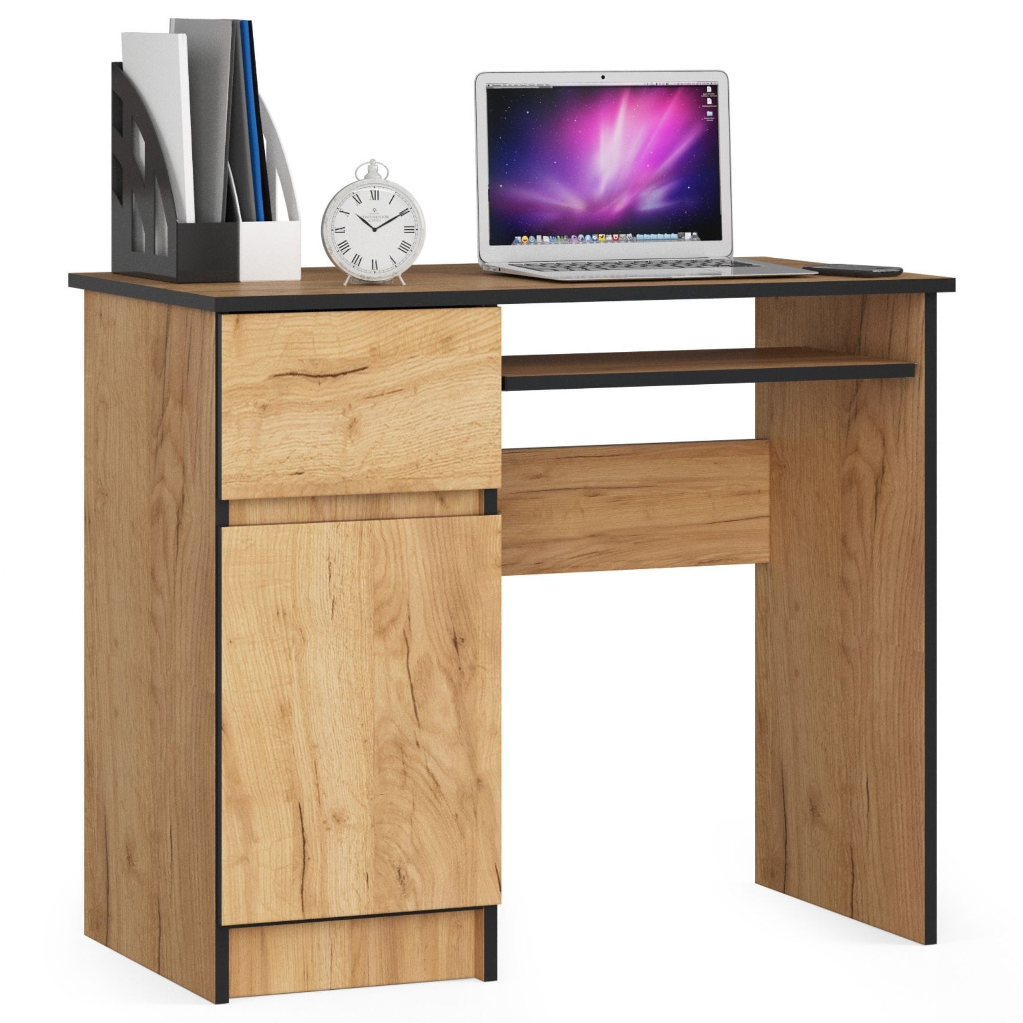 Ak furniture Psací stůl PIKSEL 90 cm dub craft zlatý levý