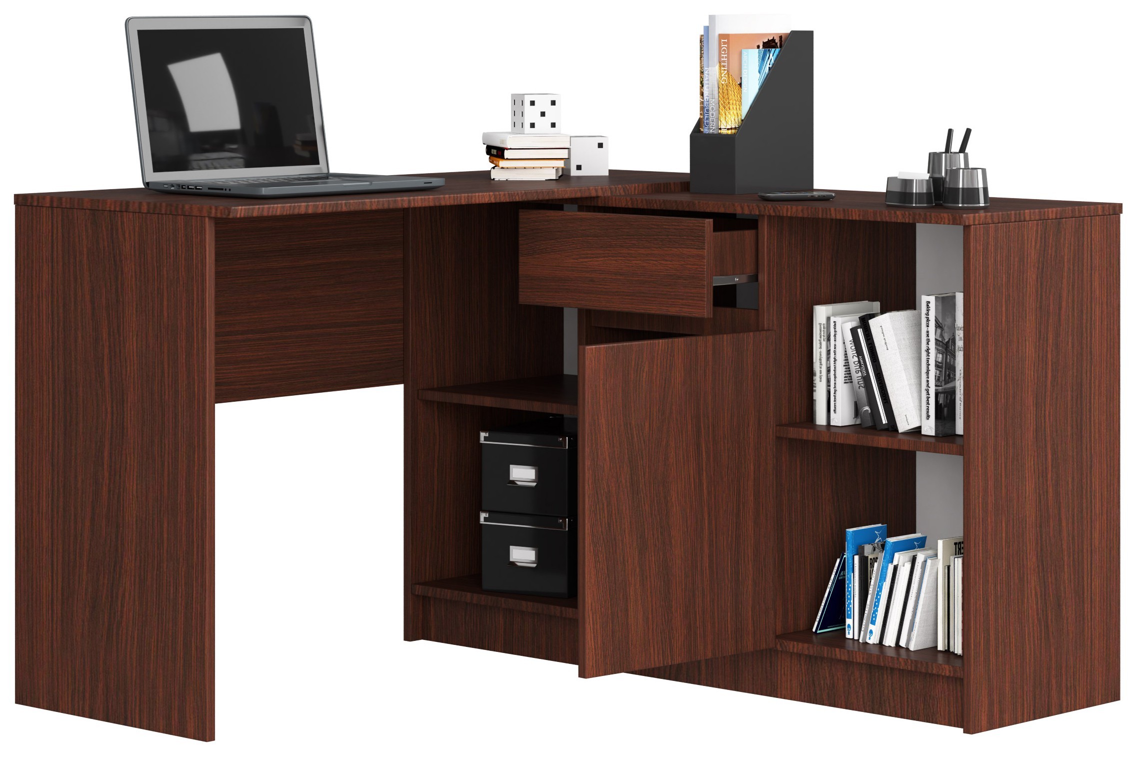 Ak furniture Rohový psací stůl B-17 s komodou wenge - Obrázek 2