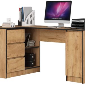 Ak furniture Rohový psací stůl B20 155 cm dub craft zlatý levý