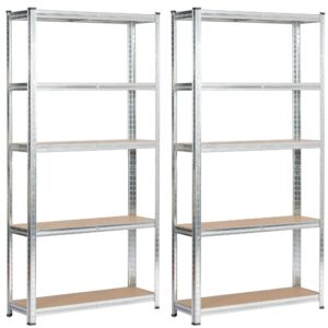 Ak furniture Sada 2 ks kovových regálů REGMET 90x30x180 cm stříbrná