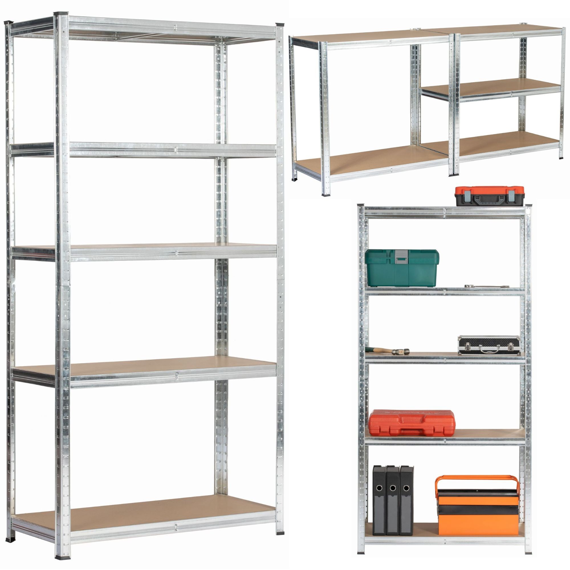 Ak furniture Sada 2 ks kovových regálů REGMET 90x40x180 cm stříbrná - Obrázek 2