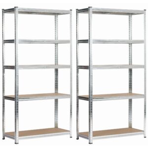 Ak furniture Sada 2 ks kovových regálů REGMET 90x40x180 cm stříbrná