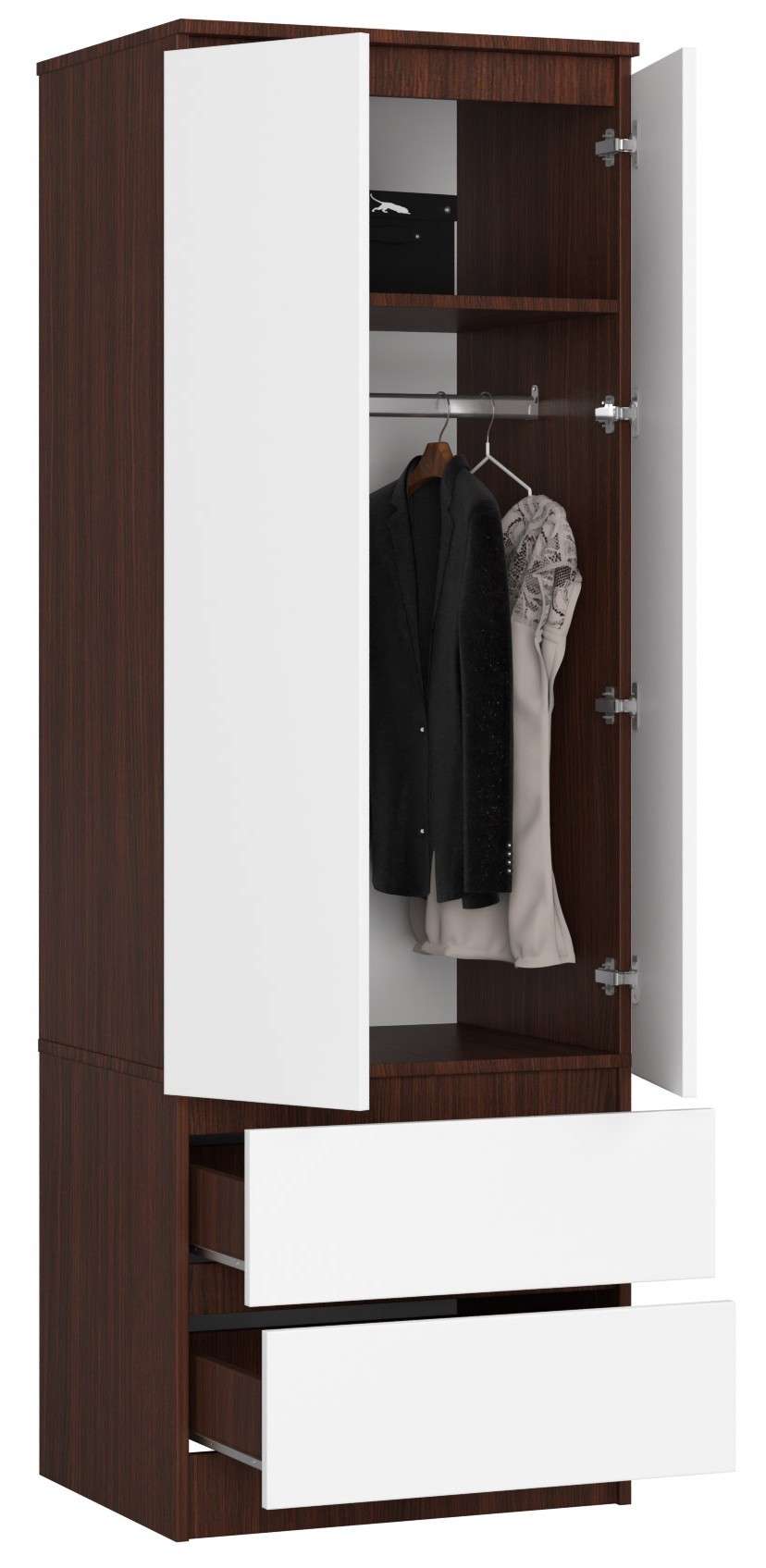 Ak furniture Šatní skříň Star 60 cm wenge/bílá - Obrázek 2