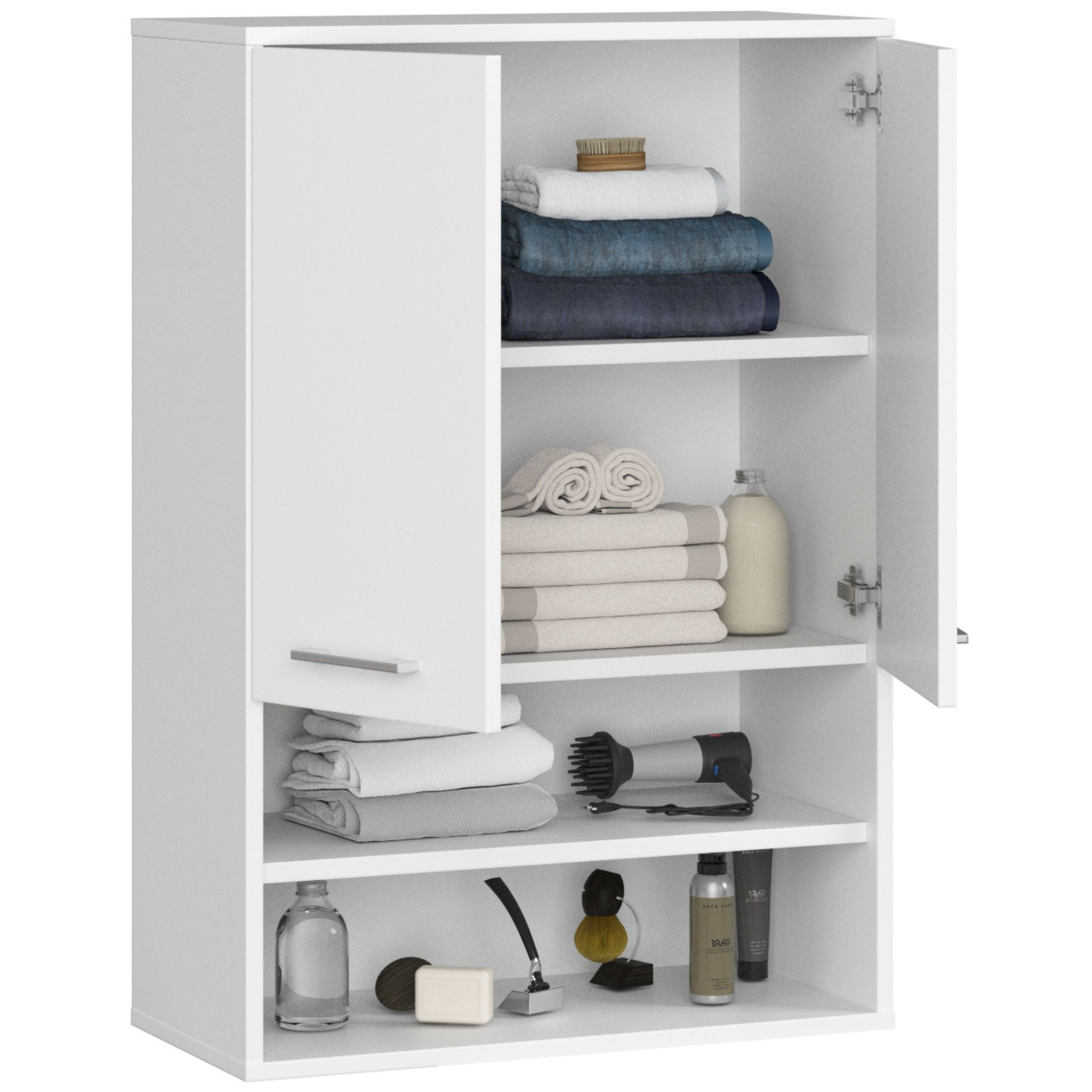 Ak furniture Závěsná koupelnová skříňka Fin W64 2D 64 cm bílá - Obrázek 2