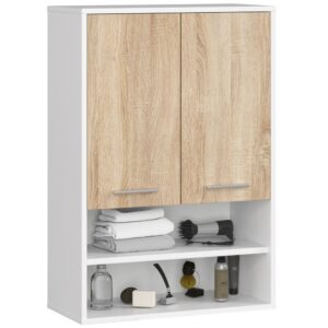 Ak furniture Závěsná koupelnová skříňka Fin W64 2D 64 cm bílá/dub sonoma