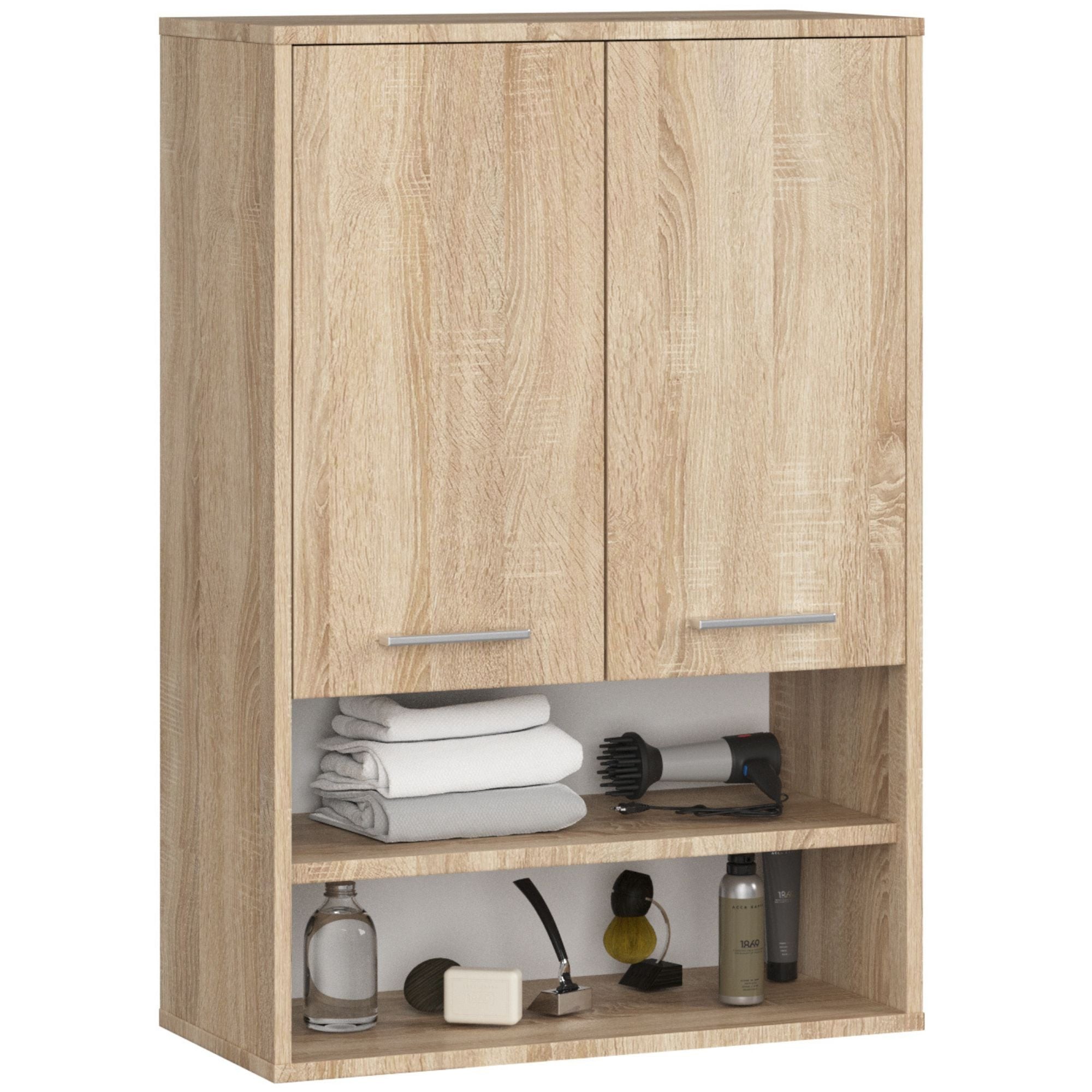 Ak furniture Závěsná koupelnová skříňka Fin W64 2D 64 cm dub sonoma