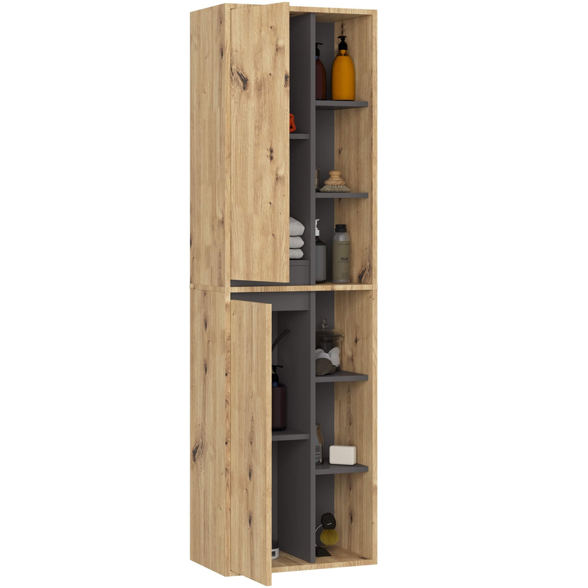 Ak furniture Závěsná koupelnová skříňka VAMI 50 cm dub artisan/šedý grafit - Obrázek 2