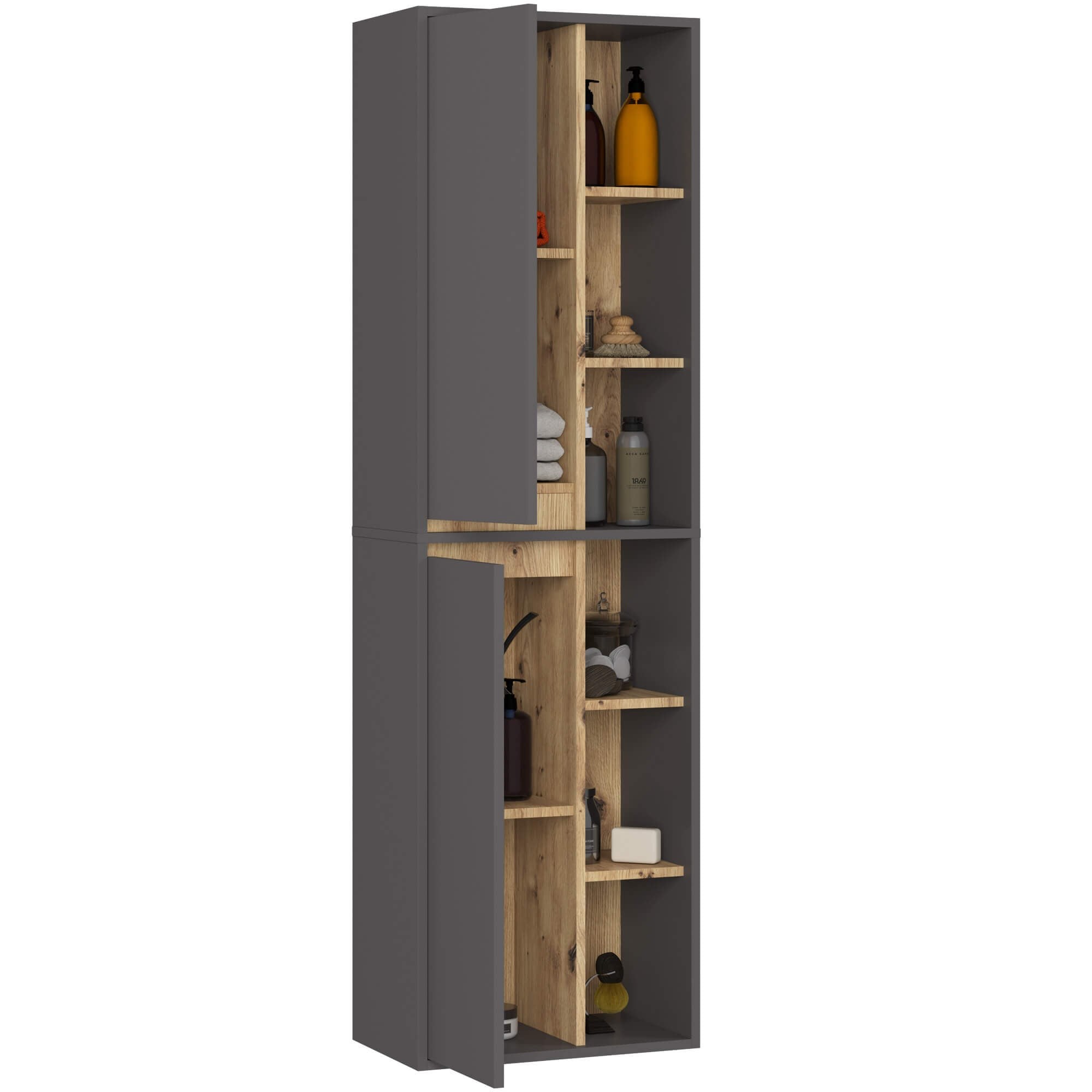 Ak furniture Závěsná koupelnová skříňka VAMI 50 cm šedý grafit/dub artisan - Obrázek 2