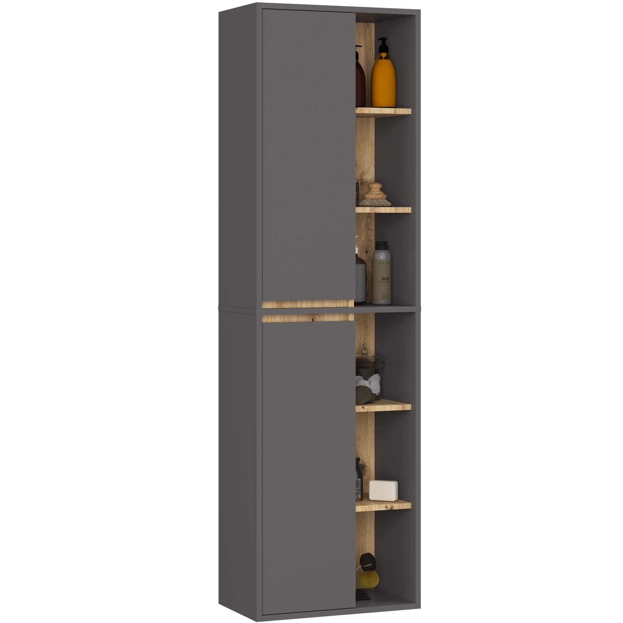 Ak furniture Závěsná koupelnová skříňka VAMI 50 cm šedý grafit/dub artisan