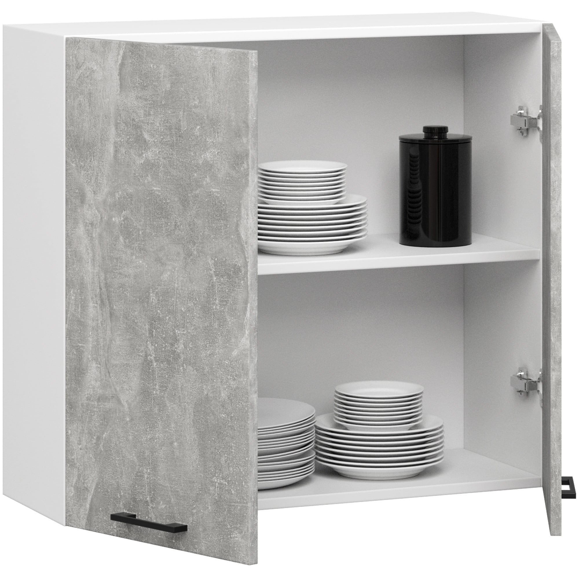 Ak furniture Závěsná kuchyňská skříňka OLIVIE 80x72 cm matná bílá/beton - Obrázek 2