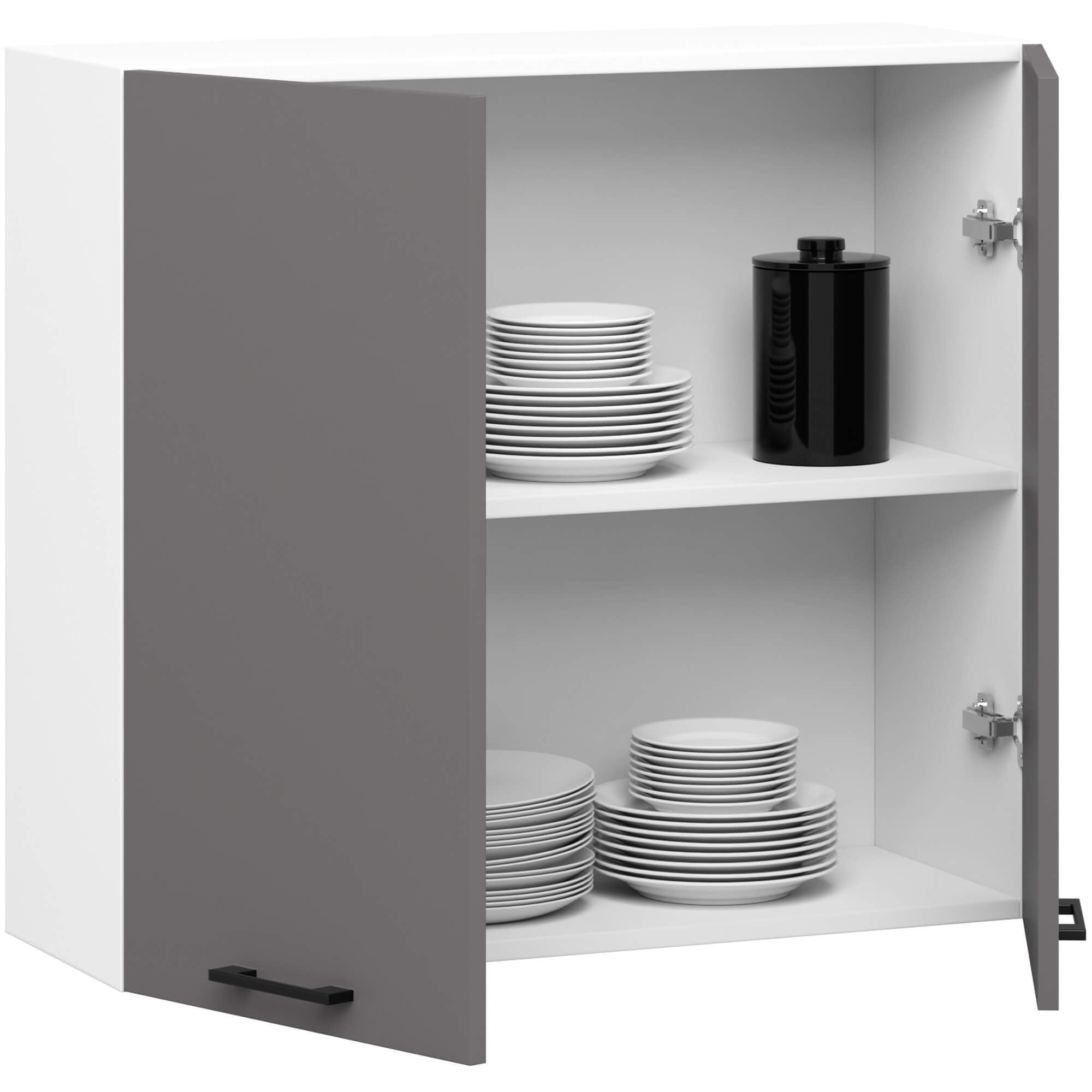 Ak furniture Závěsná kuchyňská skříňka OLIVIE 80x72 cm matná bílá/matná grafitově šedá - Obrázek 2