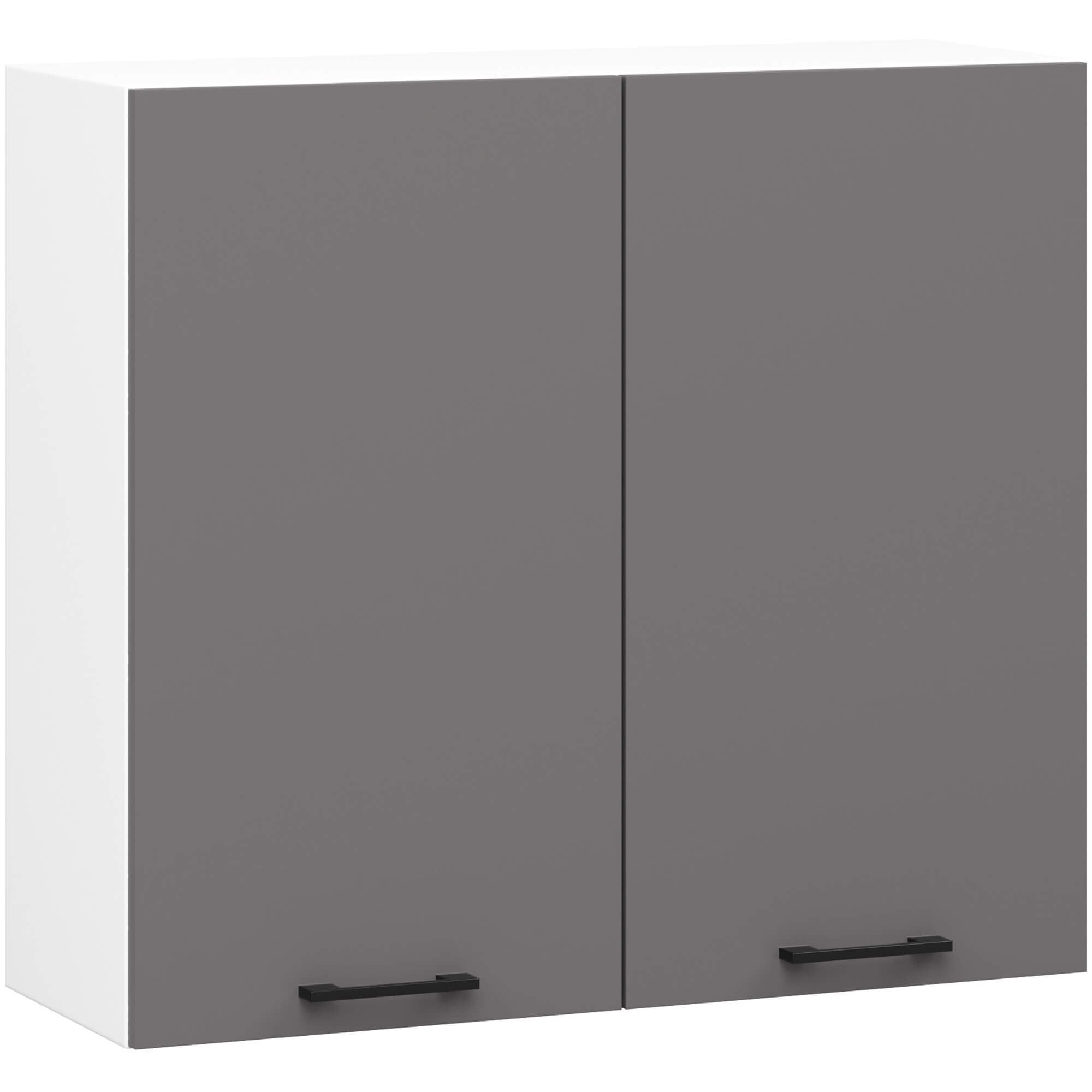 Ak furniture Závěsná kuchyňská skříňka OLIVIE 80x72 cm matná bílá/matná grafitově šedá