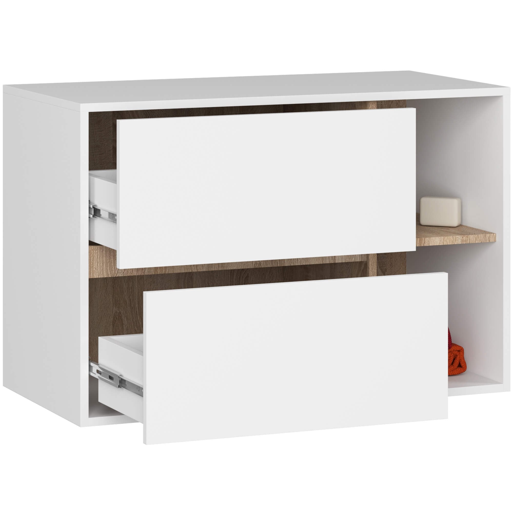 Ak furniture Závěsná skříňka pod umyvadlo VAMI 90 cm bílá/dub sonoma - Obrázek 2