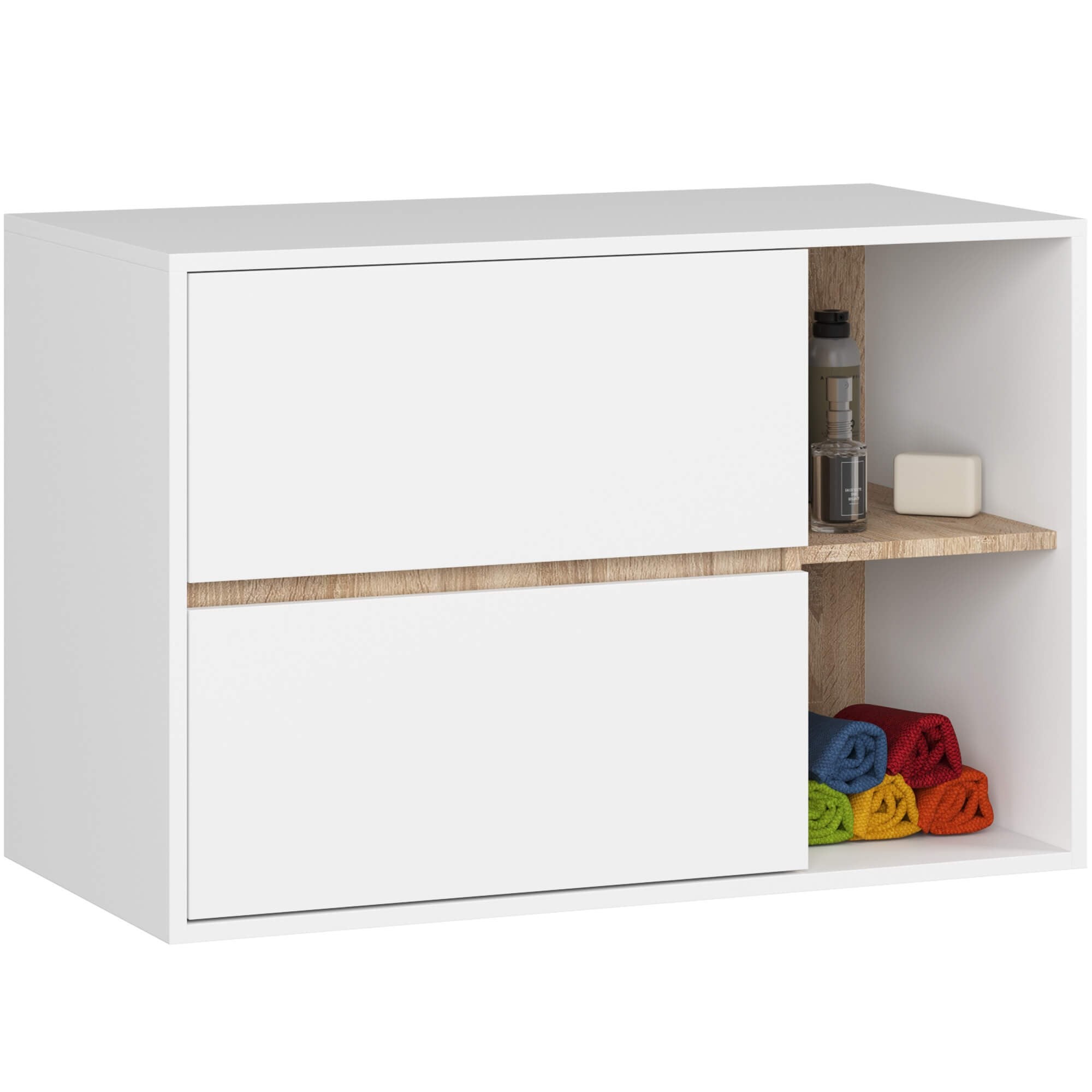 Ak furniture Závěsná skříňka pod umyvadlo VAMI 90 cm bílá/dub sonoma