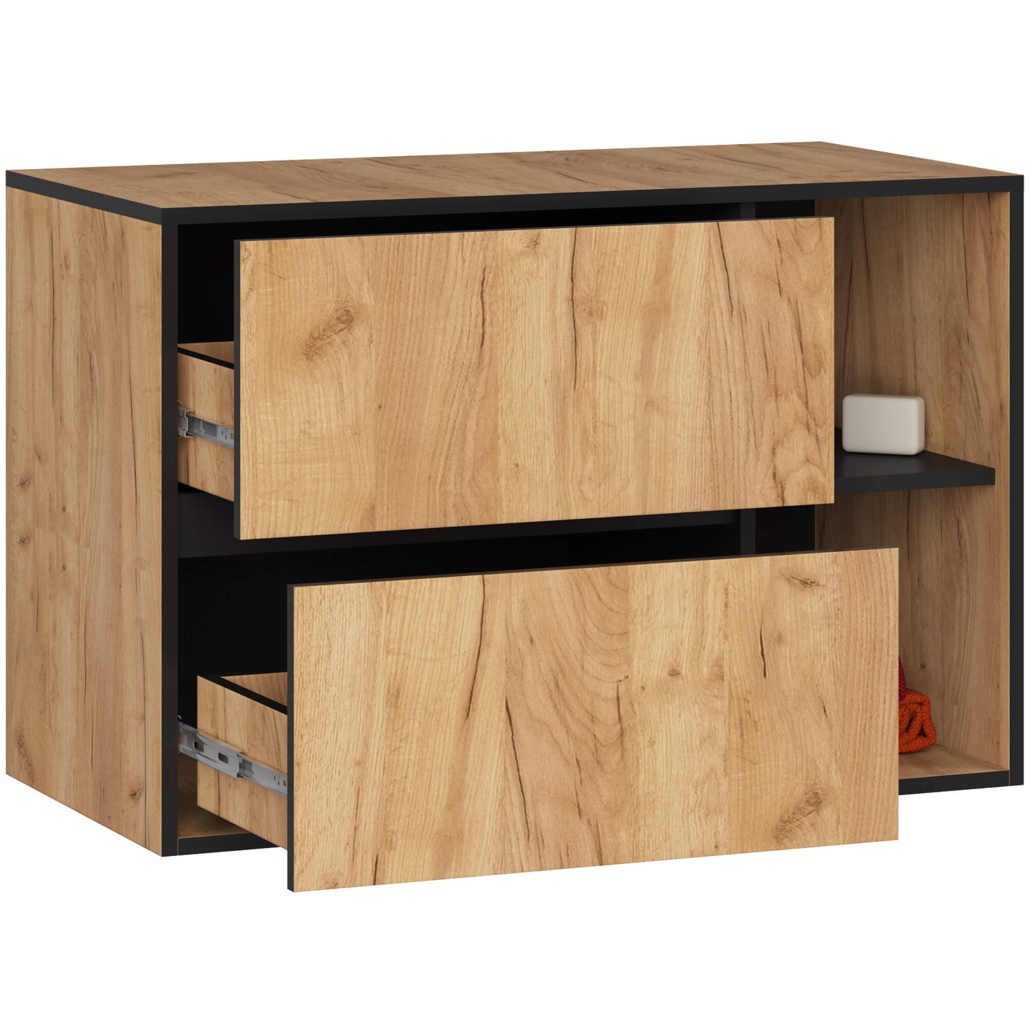 Ak furniture Závěsná skříňka pod umyvadlo VAMI 90 cm dub craft/černá - Obrázek 2
