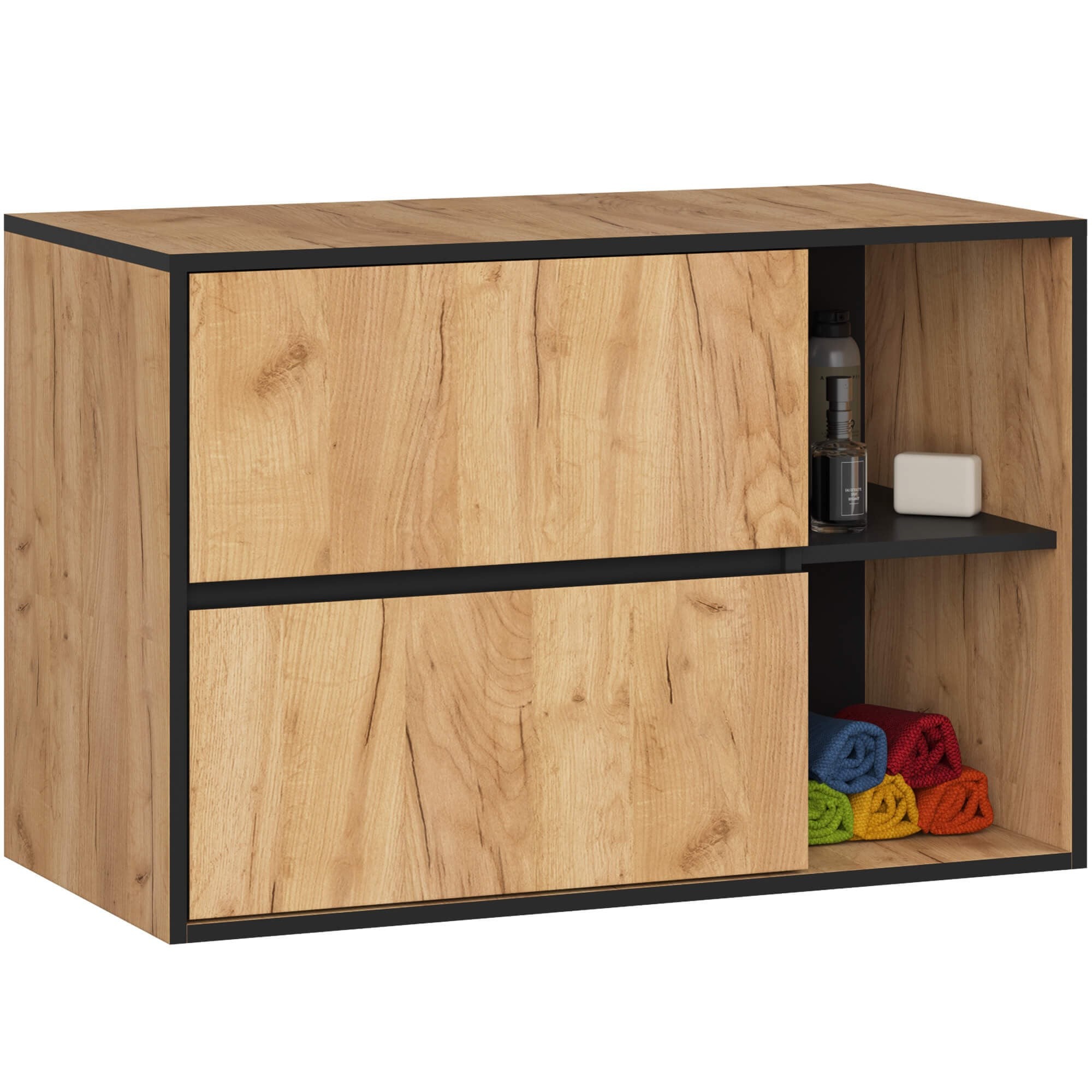 Ak furniture Závěsná skříňka pod umyvadlo VAMI 90 cm dub craft/černá