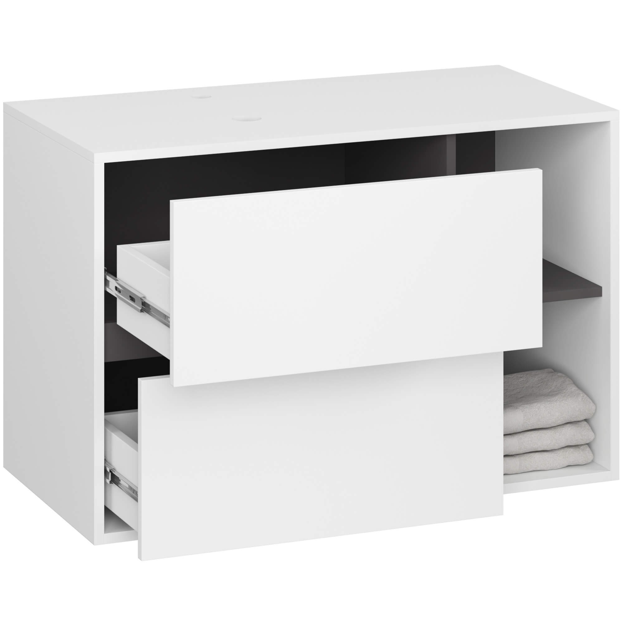 Ak furniture Závěsná skříňka pod umyvadlo VAMI s otvory 90 cm bílá/šedý grafit - Obrázek 2