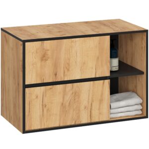 Ak furniture Závěsná skříňka pod umyvadlo VAMI s otvory 90 cm dub craft/černá