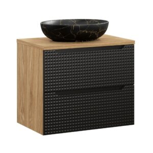 Comad Závěsná skříňka Luxor Black Mona s deskou a umyvadlem 70 cm černá/dub olejovaný