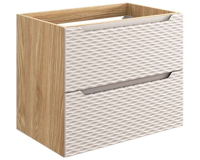 Comad Závěsná skříňka Ocean Cloud I s deskou a umyvadlem 70 cm béžová/dub olejovaný - Obrázek 2