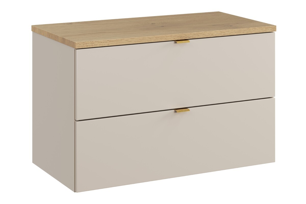 Comad Závěsná skříňka pod umyvadlo Dalia Cashmere Nordic s deskou 80 cm kašmírová/dub cremona