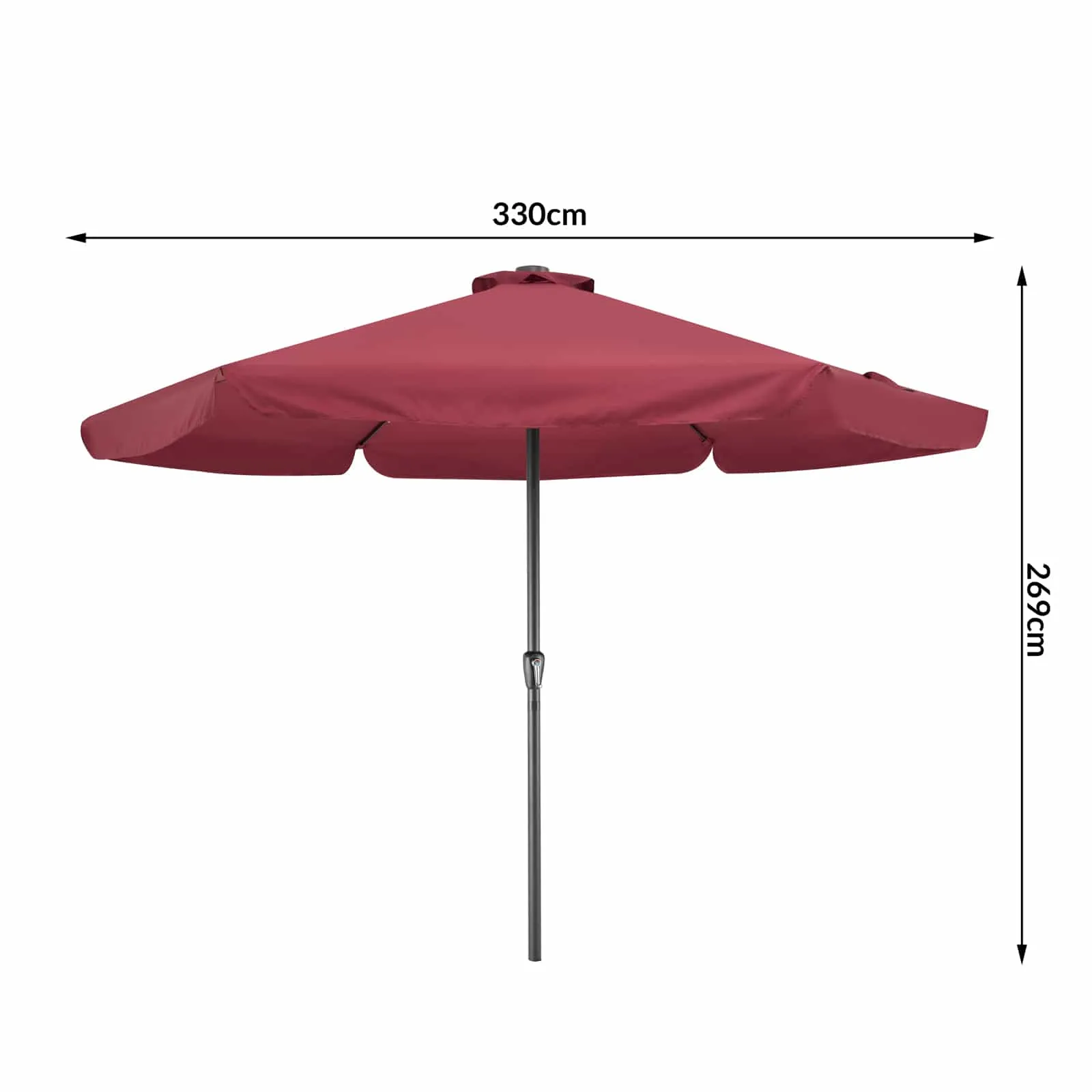DB Garden Zahradní slunečník Vang s LED osvětlením 330 cm červený - Obrázek 2