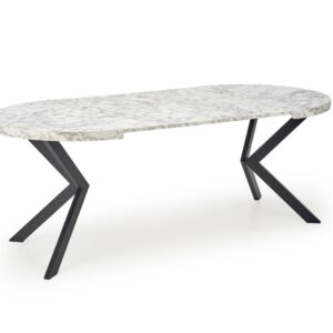 HALMAR Rozkládací jídelní stůl PERONI 100/250 cm bílý mramor/černá